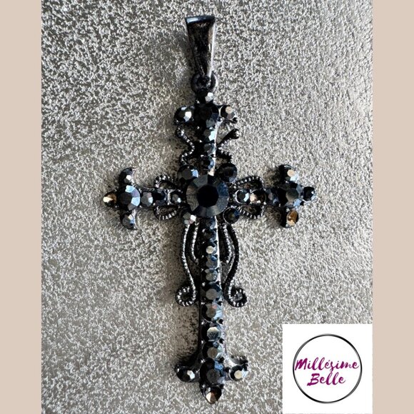 Black Studded Cross Pendant - Picture 1 of 4